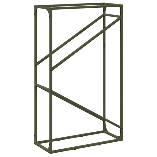 Vedstativ olivengrønn 60x25x100 cm kaldvalset stål