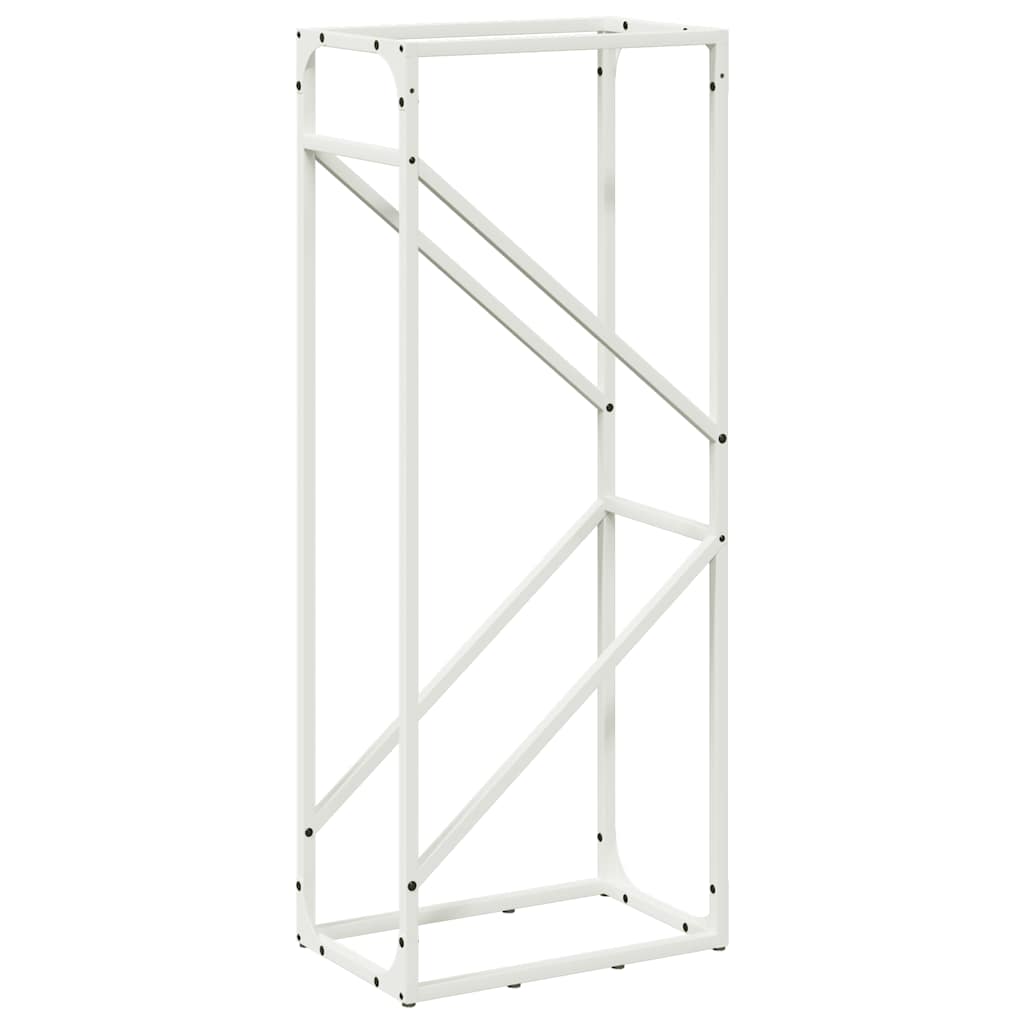 Vedstativ hvit 40x25x100 cm kaldvalset stål