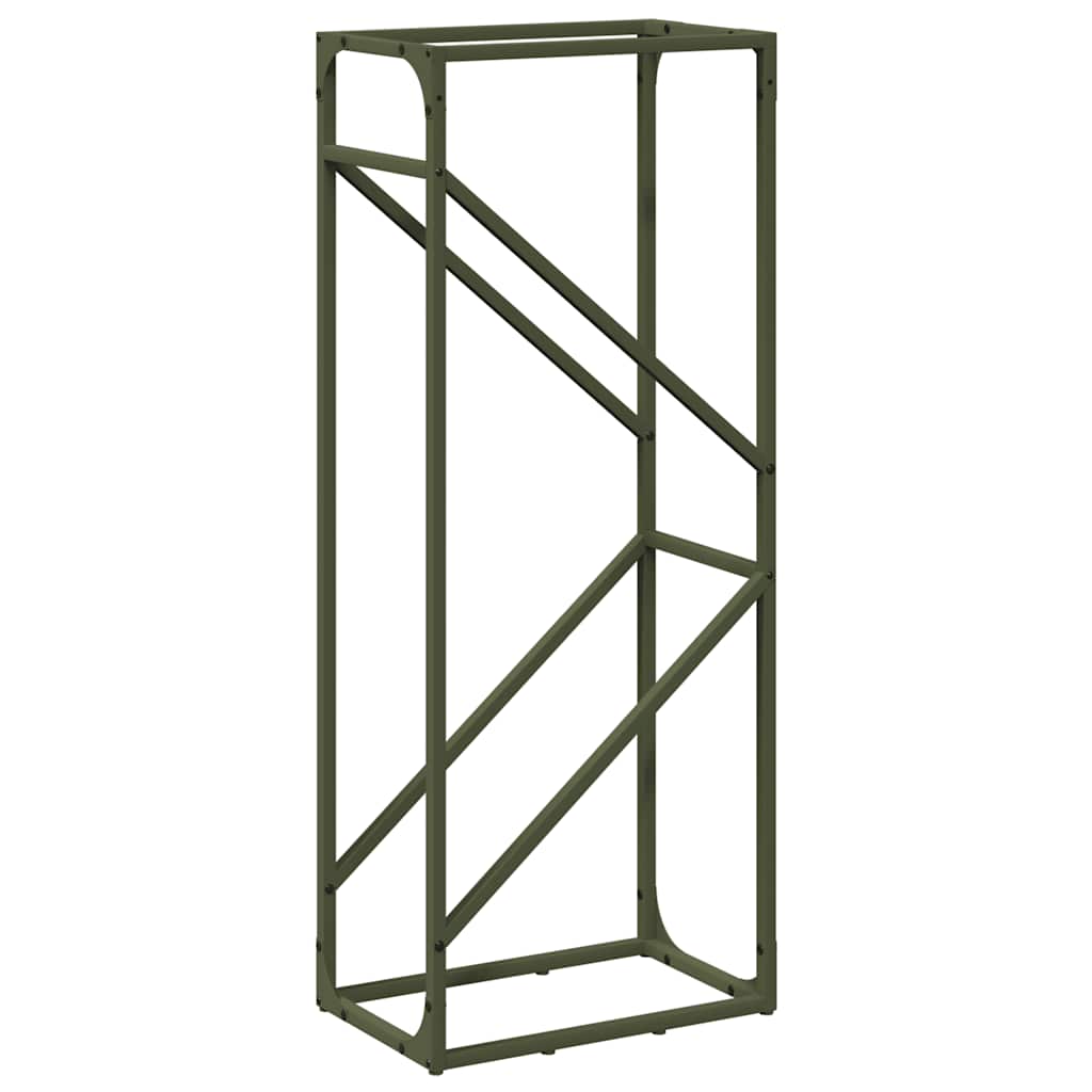 Vedstativ olivengrønn 40x25x100 cm kaldvalset stål