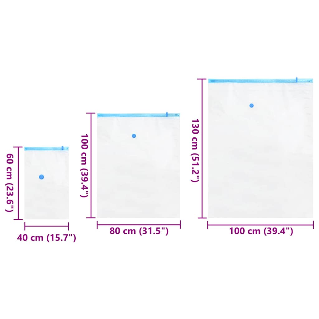 Oppbevaringsposer 10 pcs Transparent og blå 130 x 100 cm