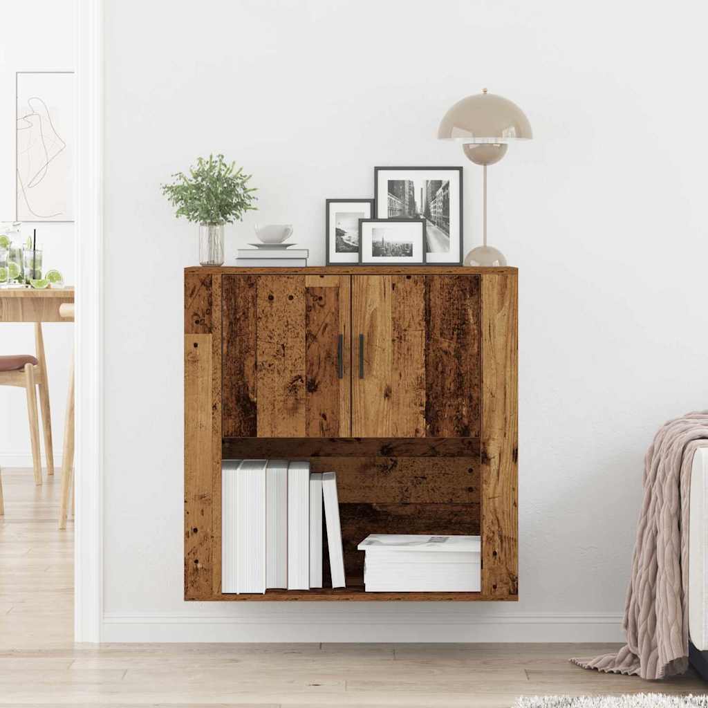 Veggskap med hylle Gamle tre 80 x 33 x 80 cm Konstruert tre