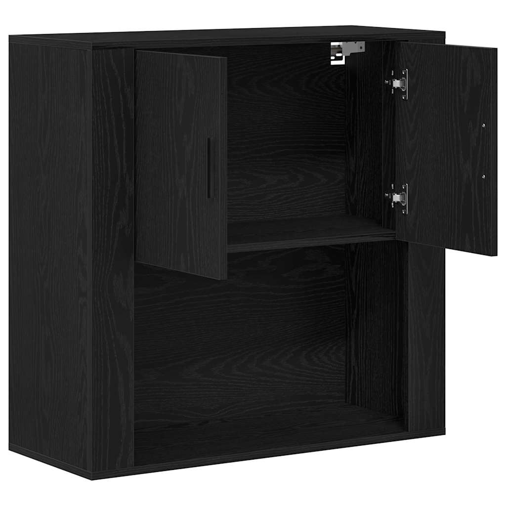Veggskap med hylle Svart eik 80 x 33 x 80 cm Konstruert tre