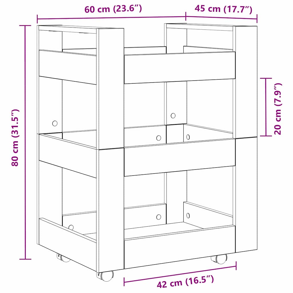 Kjøkkenvogn Artisan Eik 60 x 45 x 80 cm Konstruert tre