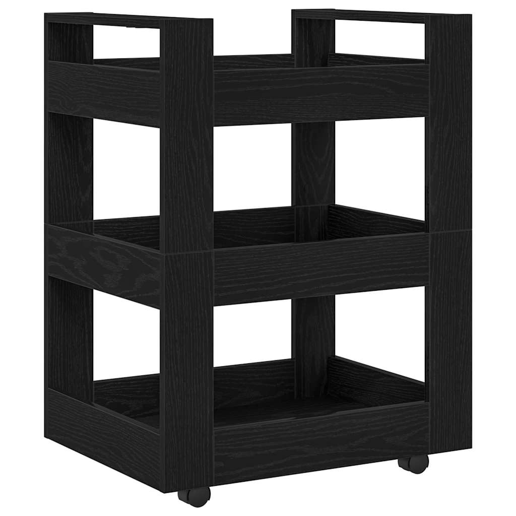 Kjøkkenvogn Svart Eik 60 x 45 x 80 cm Konstruert tre