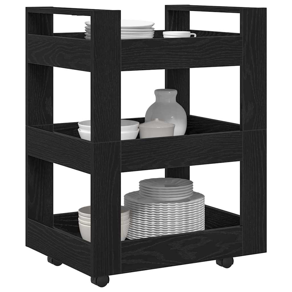 Kjøkkenvogn Svart Eik 60 x 45 x 80 cm Konstruert tre