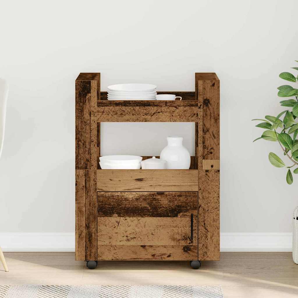 Kjøkkenvogn Gammelt tre 60 x 45 x 80 cm Konstruert tre