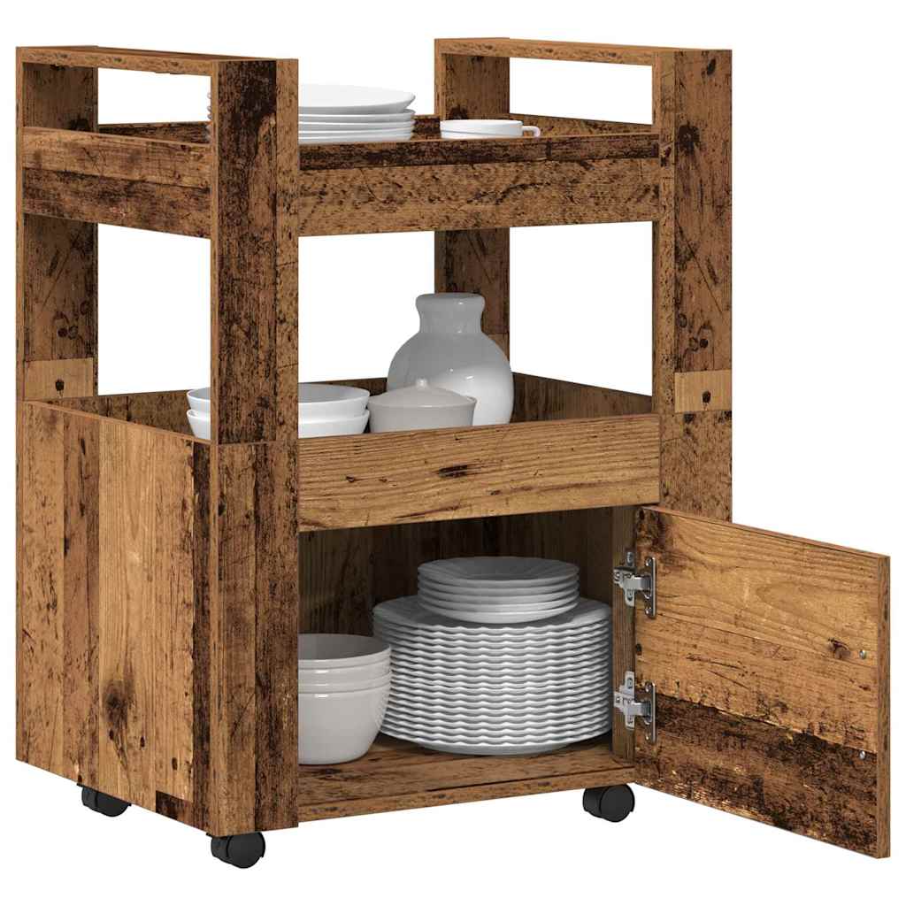Kjøkkenvogn Gammelt tre 60 x 45 x 80 cm Konstruert tre