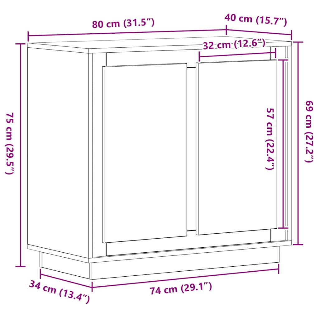 Artisan Eik Skjenk artisan eik 80 x 34 x 75 cm Konstruert tre