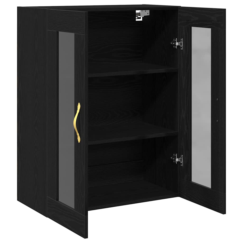 Veggskap Veggmontert Svart Eik 69,5 x 34 x 90 cm Konstruert tre