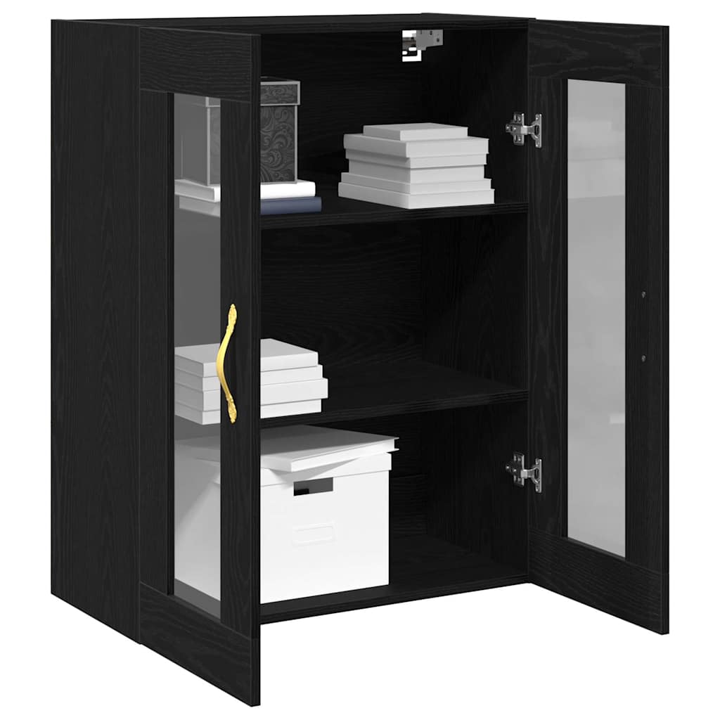 Veggskap Veggmontert Svart Eik 69,5 x 34 x 90 cm Konstruert tre