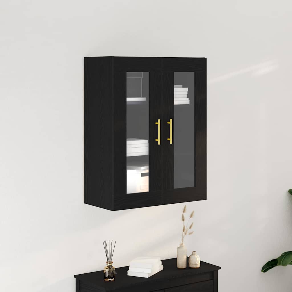 Veggskap Veggmontert Svart Eik 69,5 x 34 x 90 cm Konstruert tre