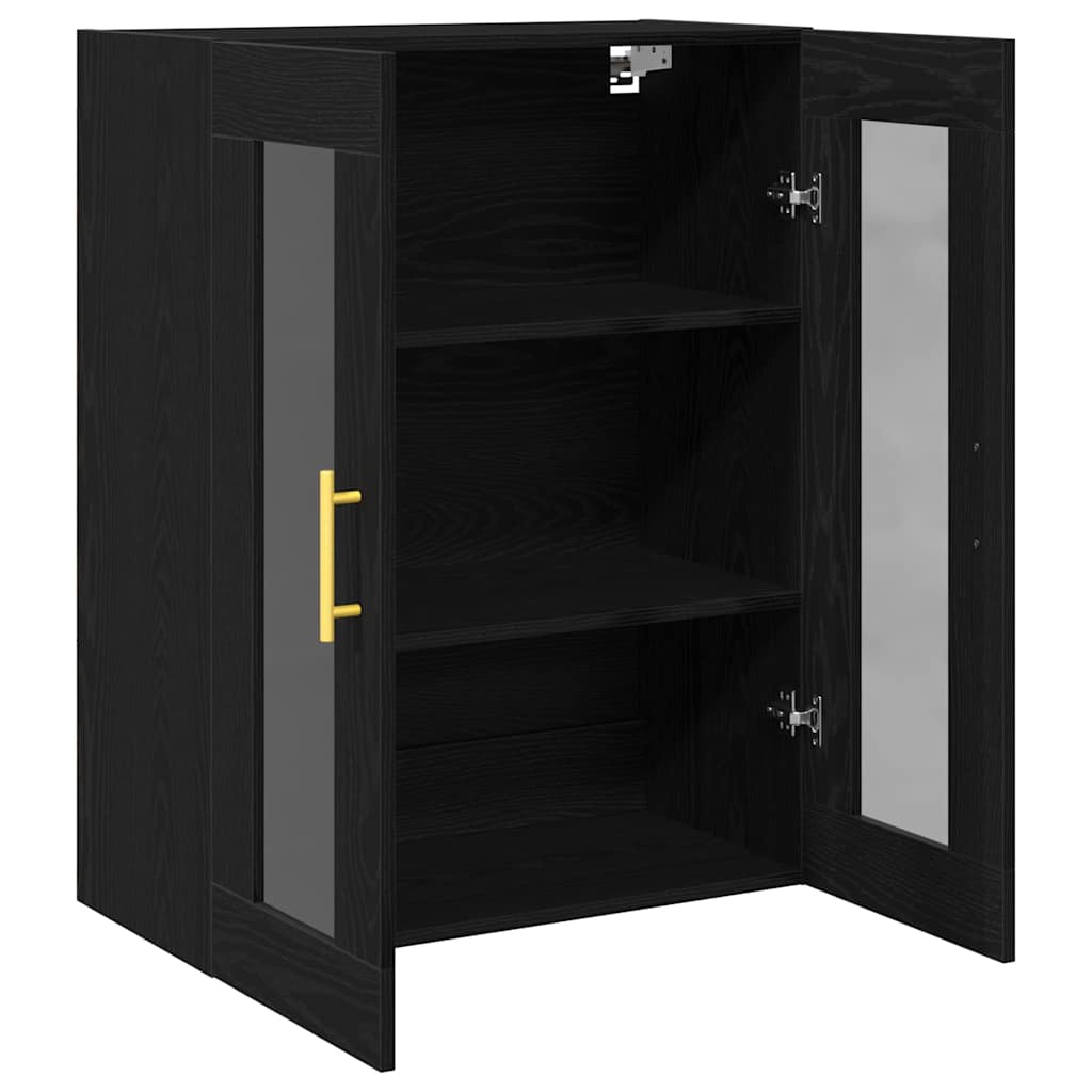 Veggskap Veggmontert Svart Eik 69,5 x 34 x 90 cm Konstruert tre