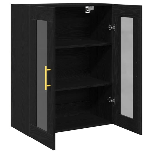 Veggskap Veggmontert Svart Eik 69,5 x 34 x 90 cm Konstruert tre