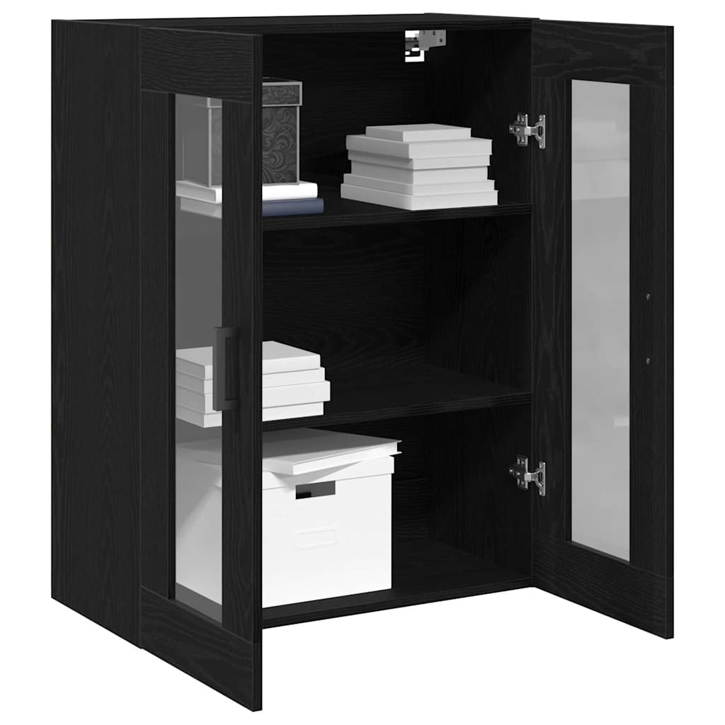 Veggskap Veggmontert Svart Eik 69,5 x 34 x 90 cm Konstruert tre