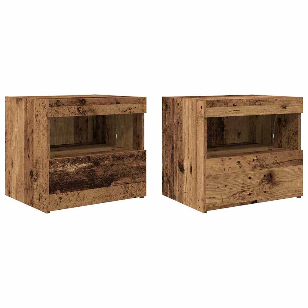 Nattbordskap 2 pcs Gammelt tre 50 x 40 x 45 cm Konstruert tre