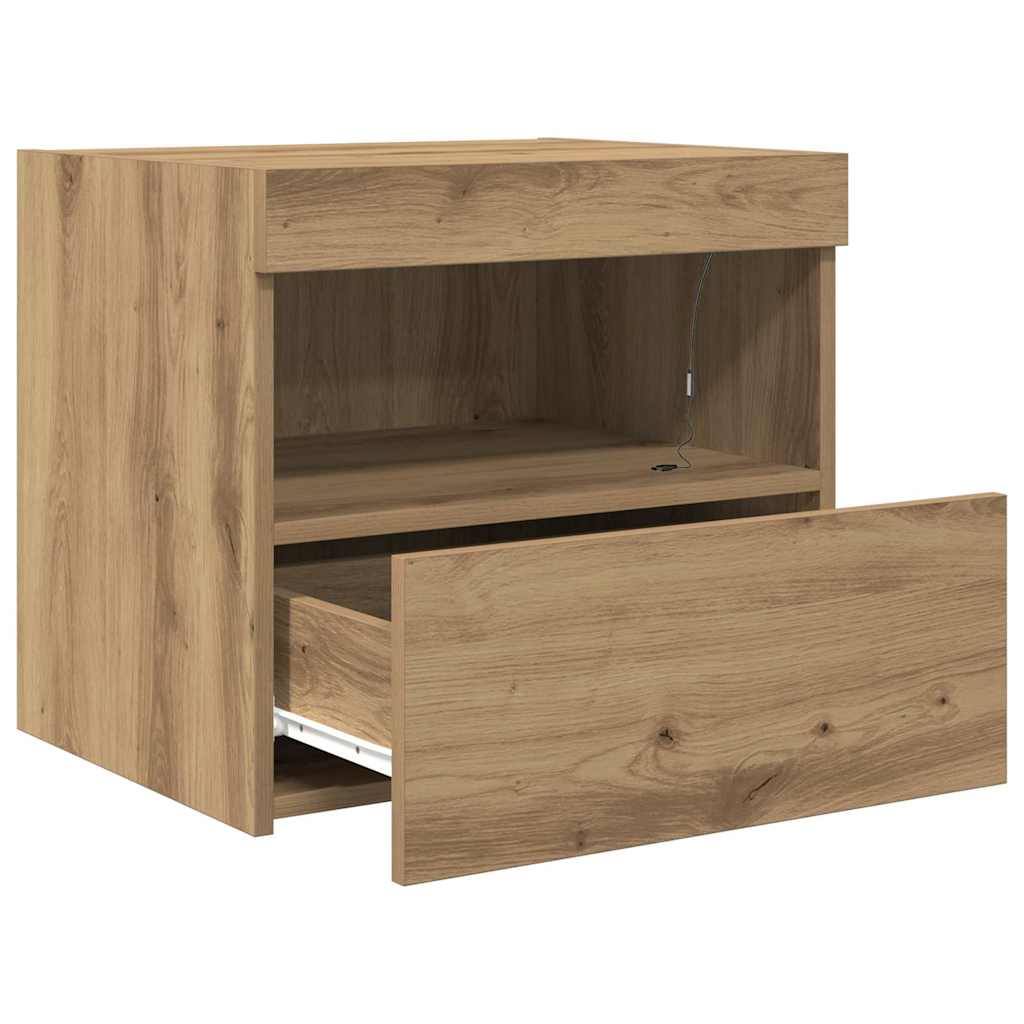 Nattbordskap 2 pcs Artisan Eik 50 x 40 x 45 cm Konstruert tre