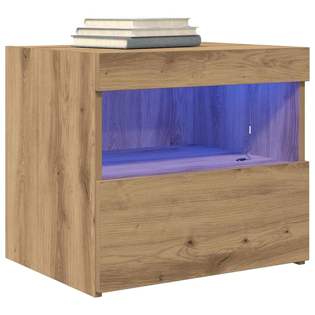 Nattbordskap 2 pcs Artisan Eik 50 x 40 x 45 cm Konstruert tre