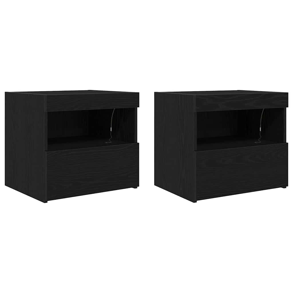 Nattbordskap 2 pcs Svart Eik 50 x 40 x 45 cm Konstruert tre