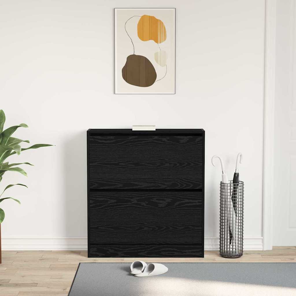 Sko Skap med hylle Svart Eik 80 x 21 x 87,5 cm Konstruert tre