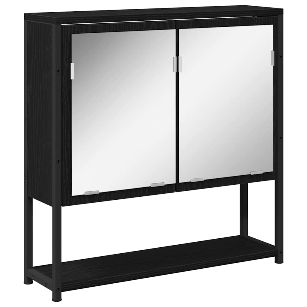 Speilskap med hylle Svart Eik 60 x 16 x 60 cm Konstruert tre