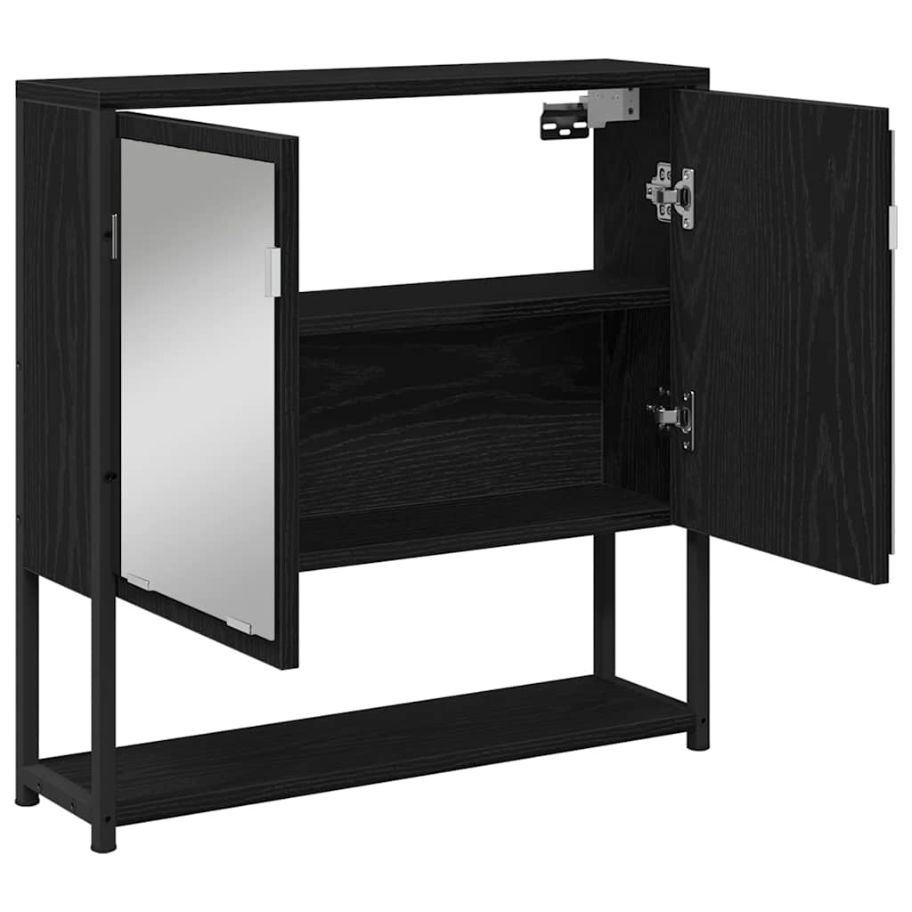 Speilskap med hylle Svart Eik 60 x 16 x 60 cm Konstruert tre