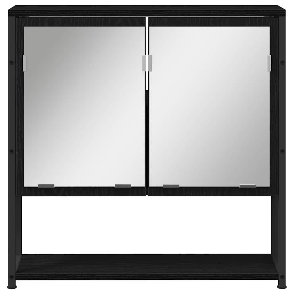 Speilskap med hylle Svart Eik 60 x 16 x 60 cm Konstruert tre
