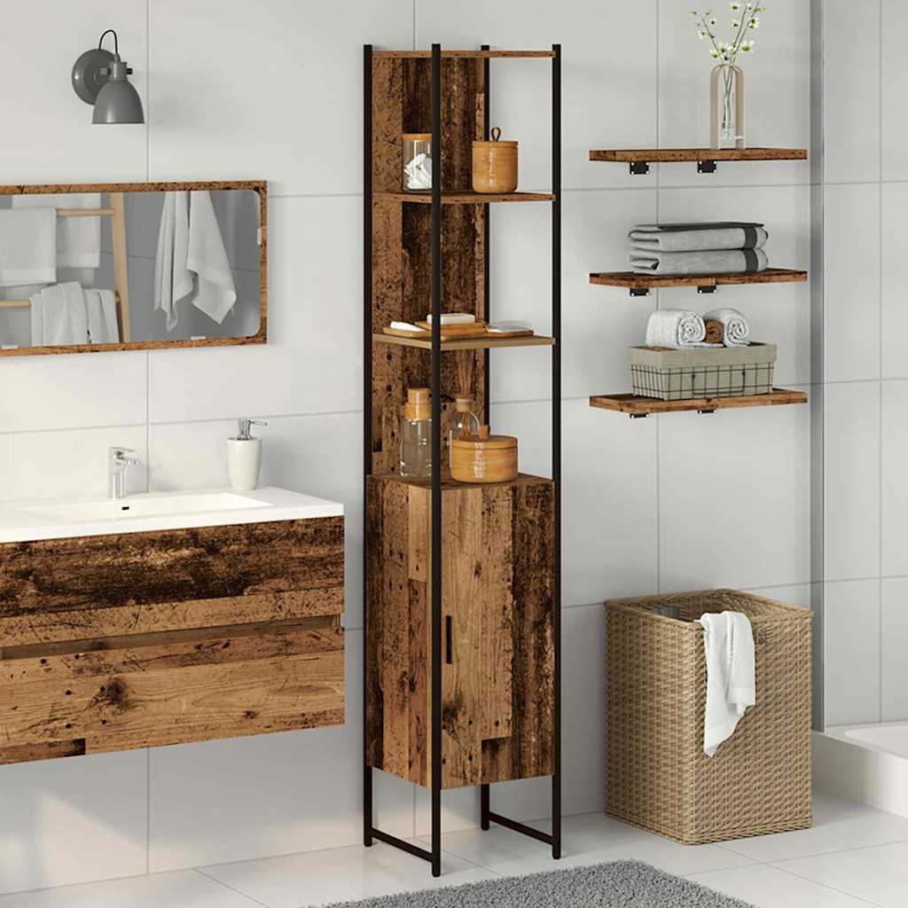 Baderomsskap Gammelt tre 33 x 33 x 185.5 cm Konstruert tre