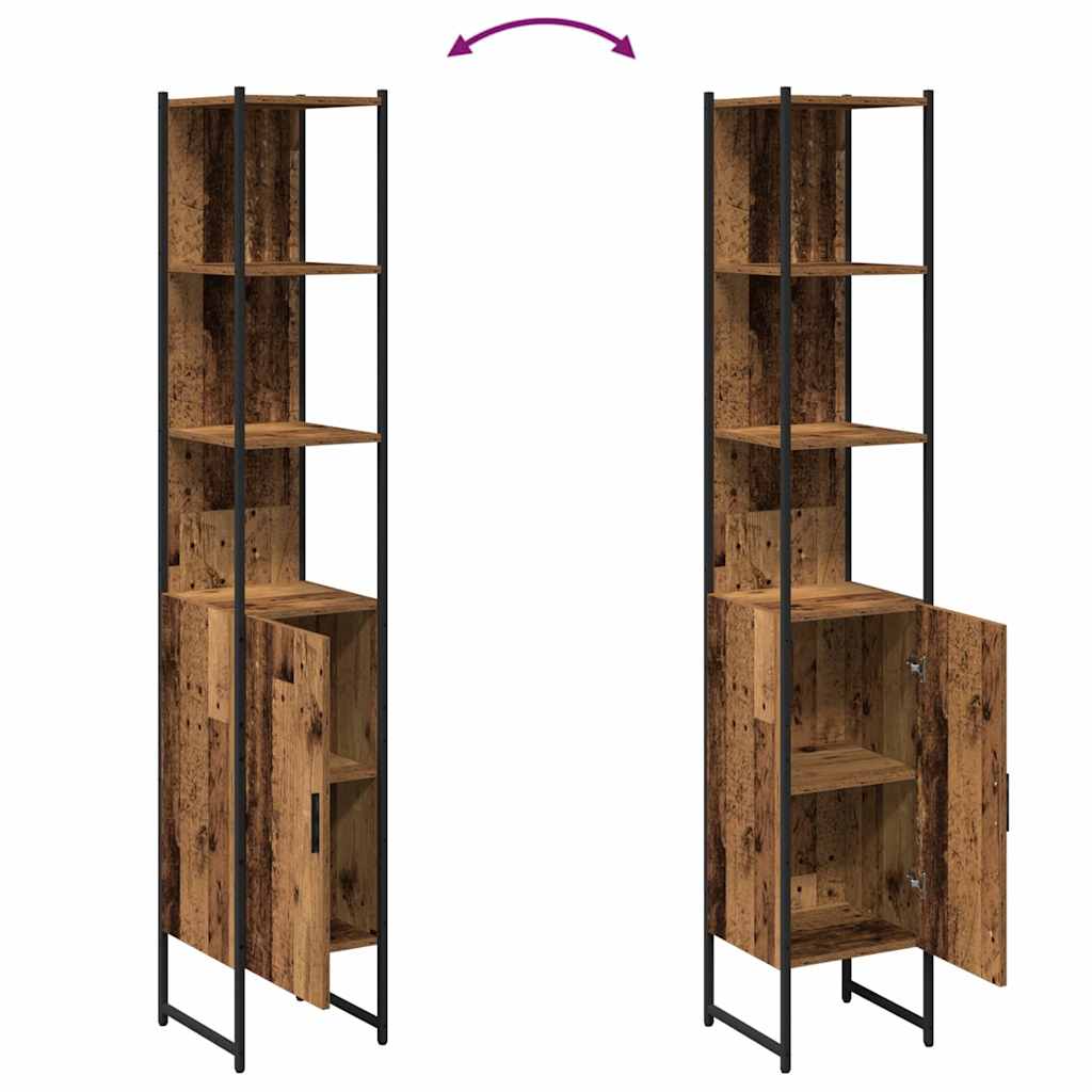 Baderomsskap Gammelt tre 33 x 33 x 185.5 cm Konstruert tre