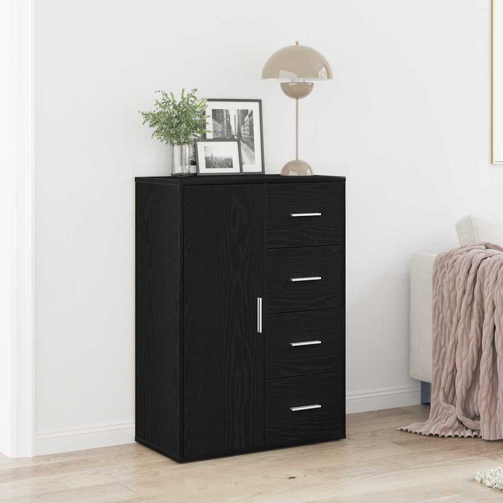 Serviesskap med skuff Svart Eik 60 x 31 x 84 cm Konstruert tre