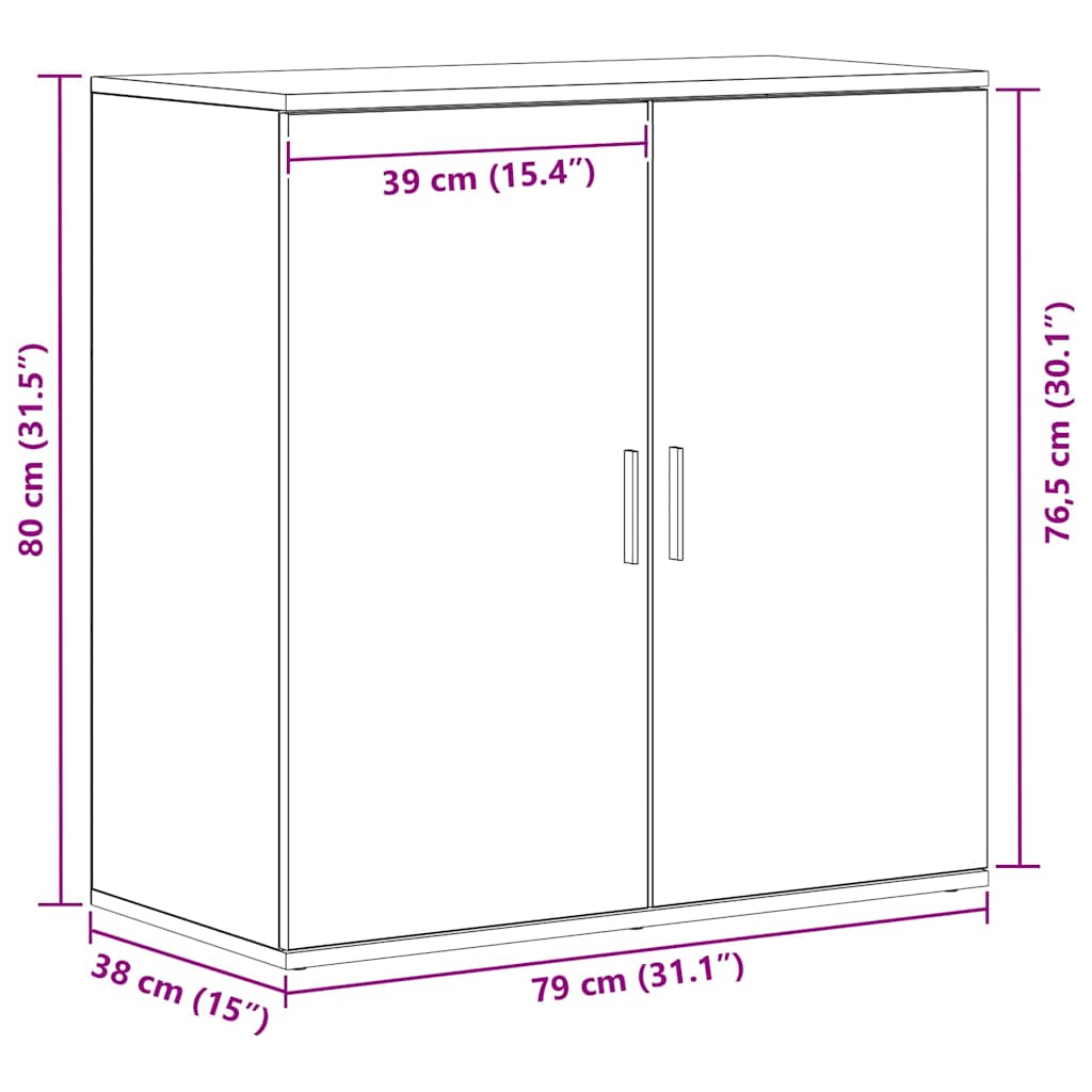 Serviesskap Svart Eik 79 x 38 x 80 cm Konstruert tre