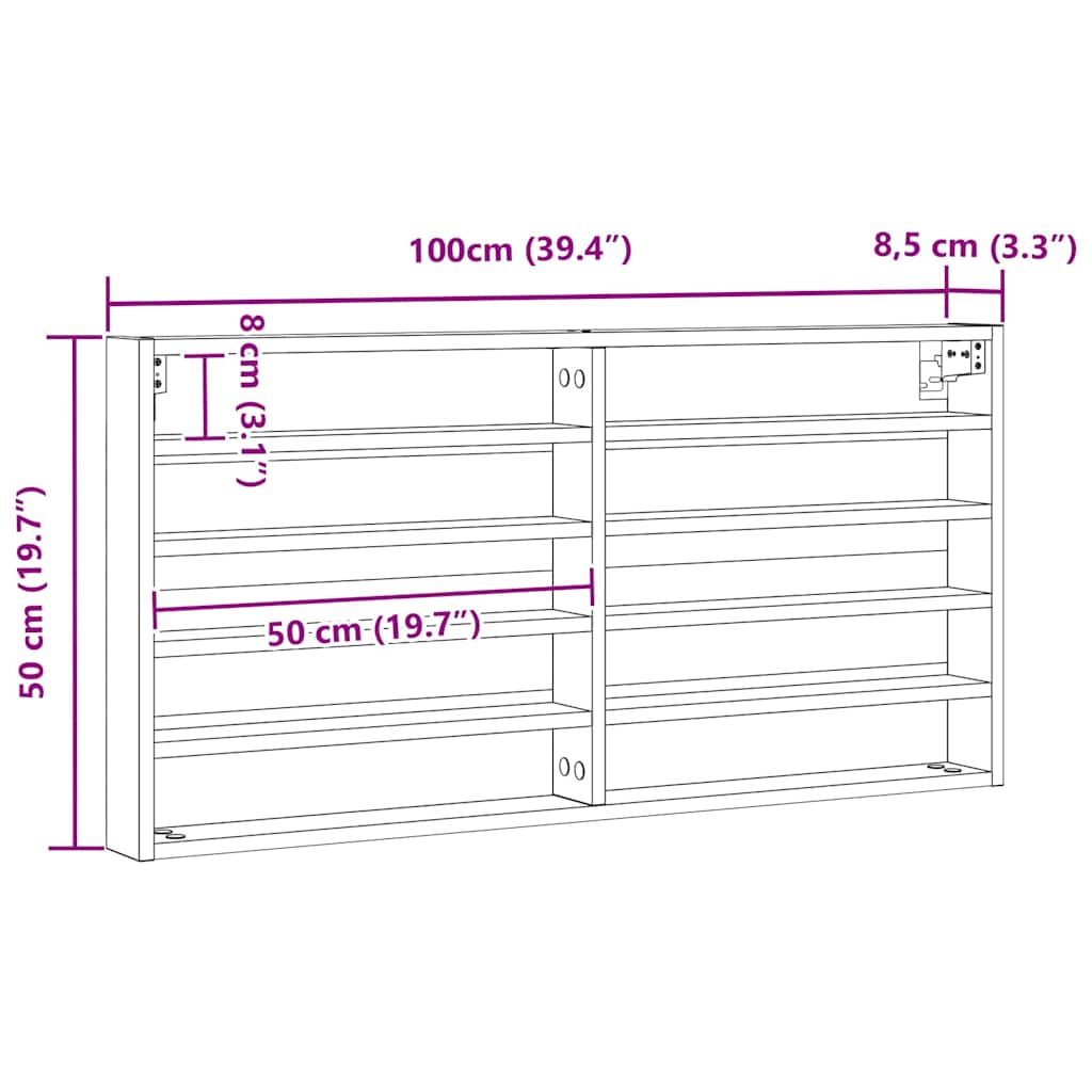 Visningsskap Artisan Eik 100 x 8,5 x 50 cm Konstruert tre