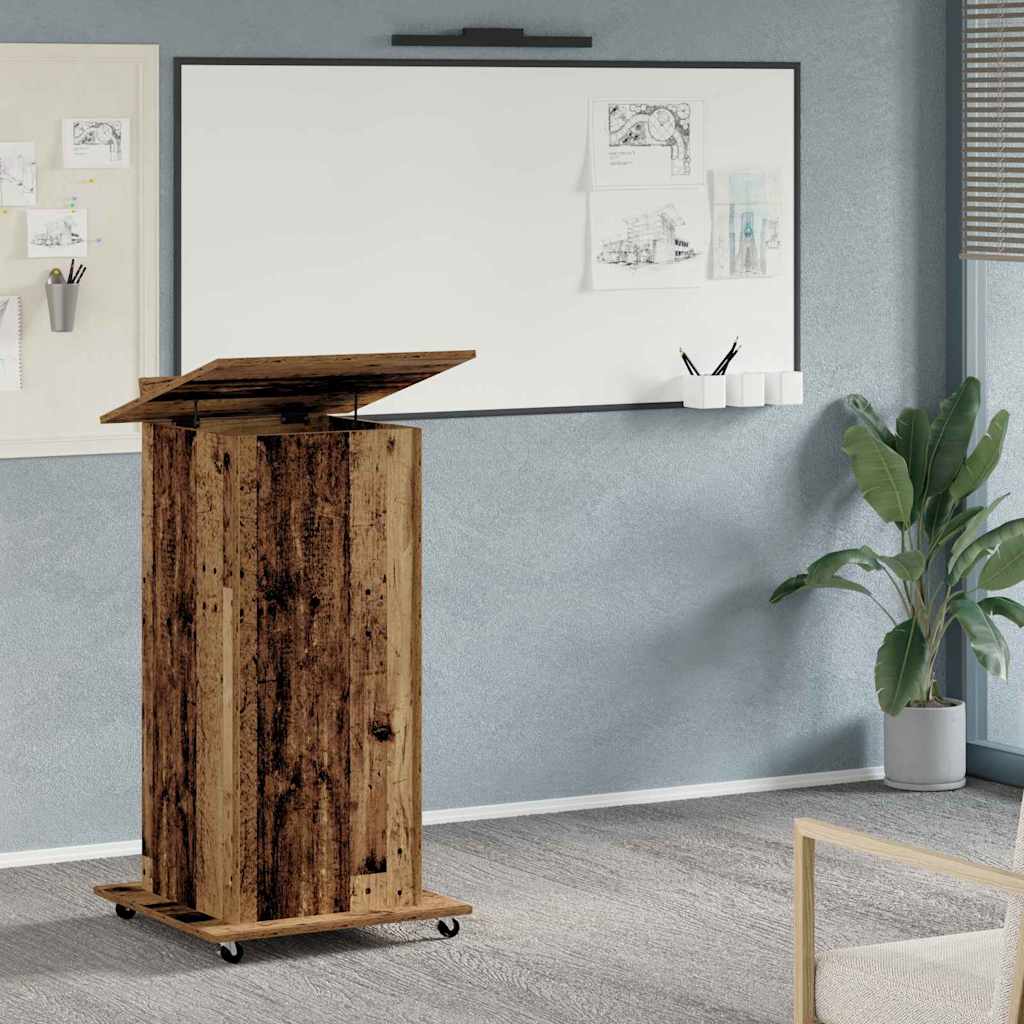 Podium med skuff Gammelt tre 55 x 55 x 107 cm Konstruert tre