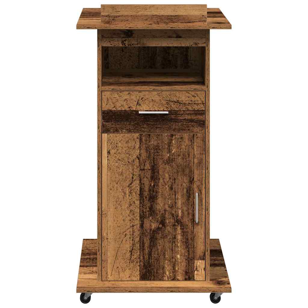 Podium med skuff Gammelt tre 55 x 55 x 107 cm Konstruert tre