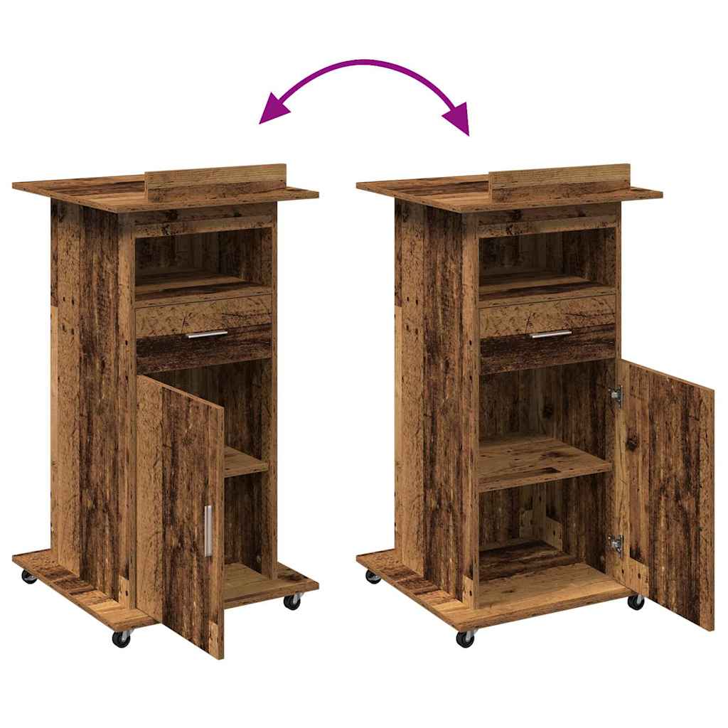 Podium med skuff Gammelt tre 55 x 55 x 107 cm Konstruert tre