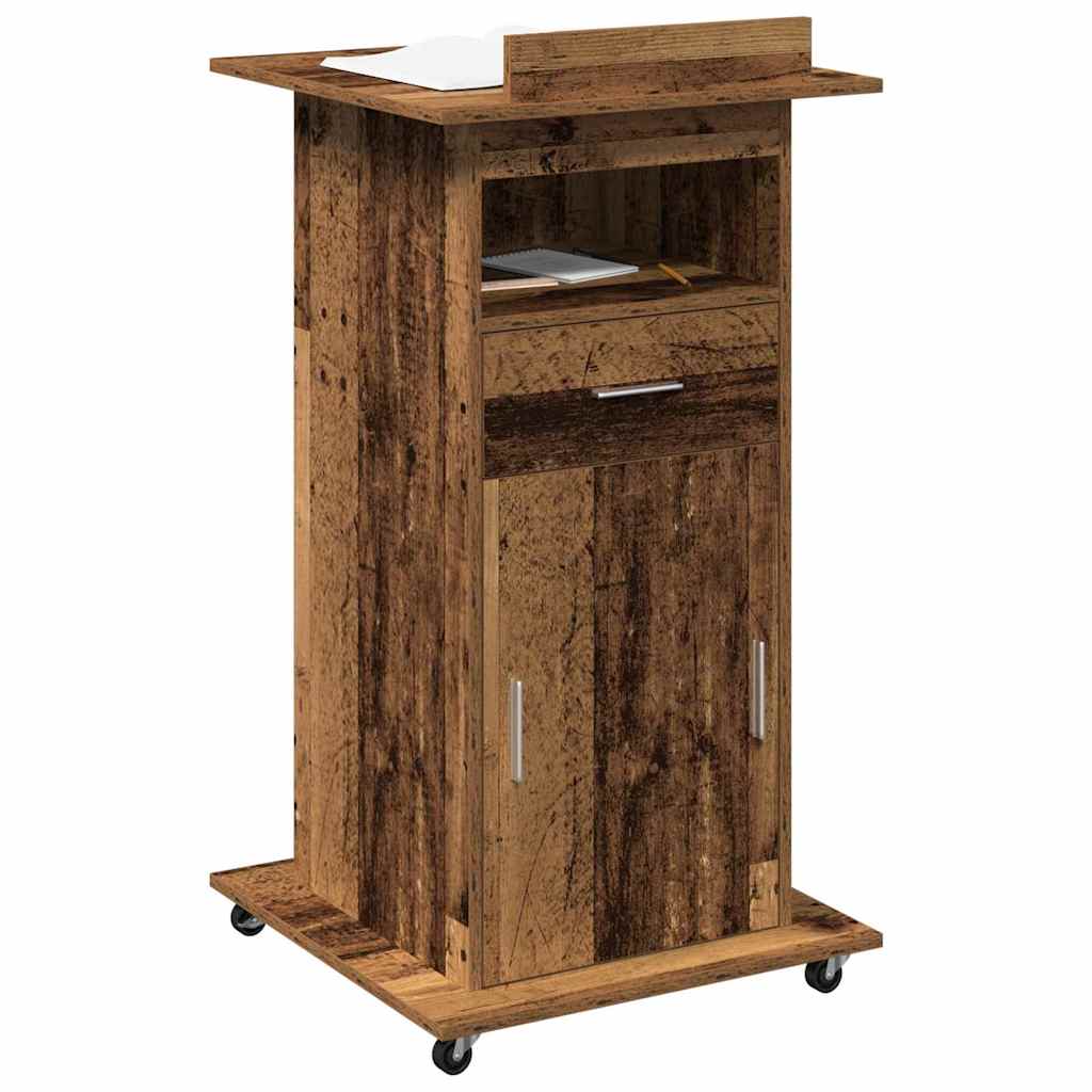 Podium med skuff Gammelt tre 55 x 55 x 107 cm Konstruert tre