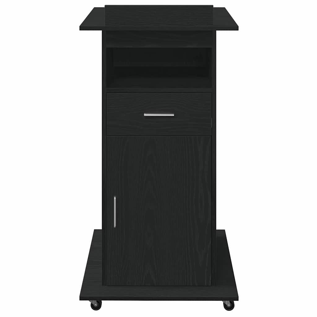 Podium med skuff Svart Eik 55 x 55 x 107 cm Konstruert tre