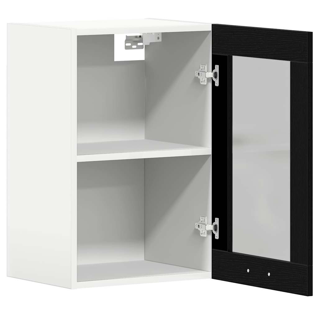 Hengende vitrineskap svart eik 40x31x60 cm konstruert tre