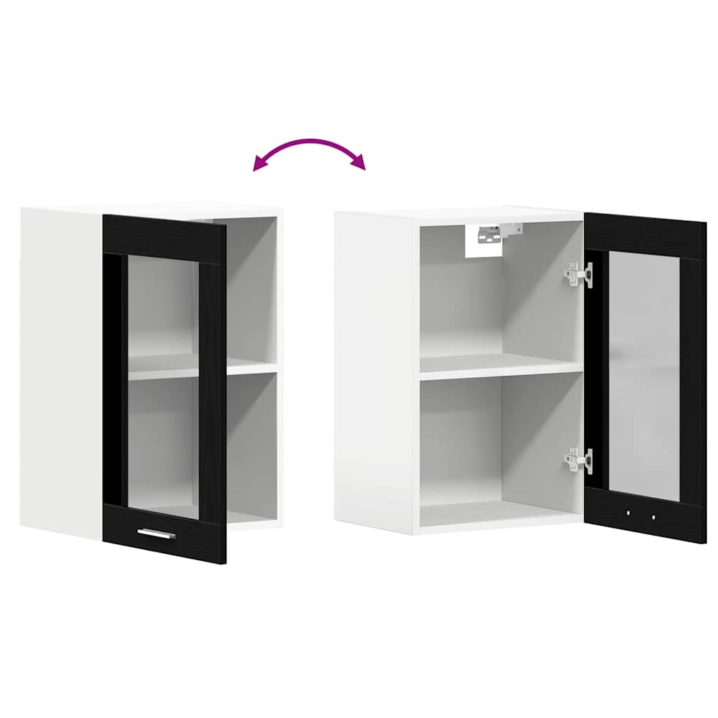 Hengende vitrineskap svart eik 40x31x60 cm konstruert tre