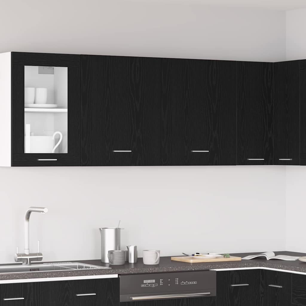 Hengende skap med hylle Lyon 2 pcs Svart Eik 50 x 31 x 60 cm