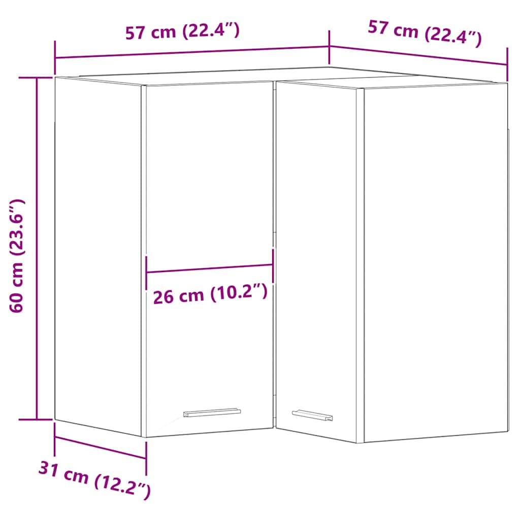 Hengende skap Lyon Svart Eik 57 x 57 x 60 cm Konstruert tre