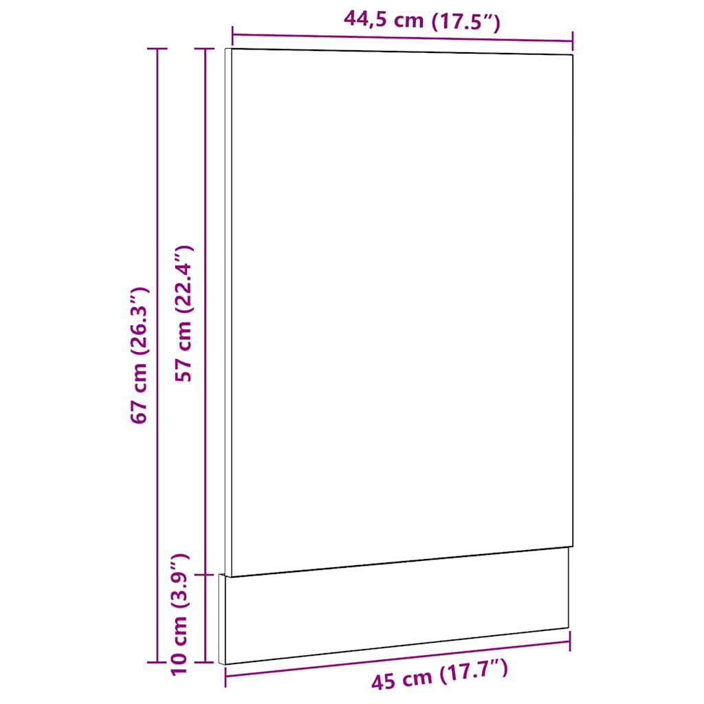 Oppvaskmaskin panel "Lyon" svart eik 45x1,5x67 cm