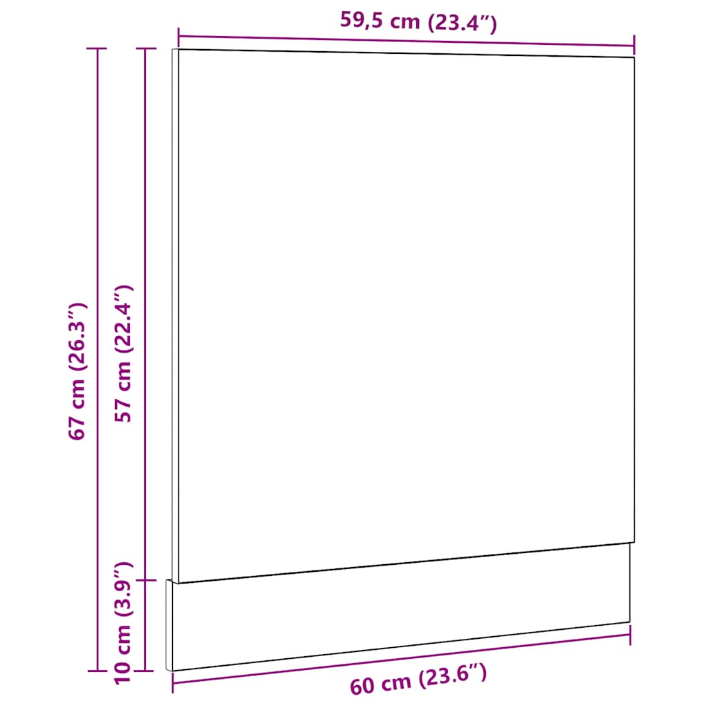 Oppvaskmaskin panel "Lyon" svart eik 60x1,5x67 cm
