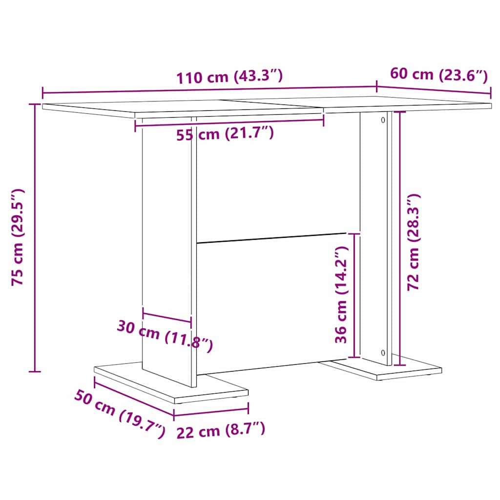 Spisebord Gammelt tre 110 x 60 x 75 cm Konstruert tre