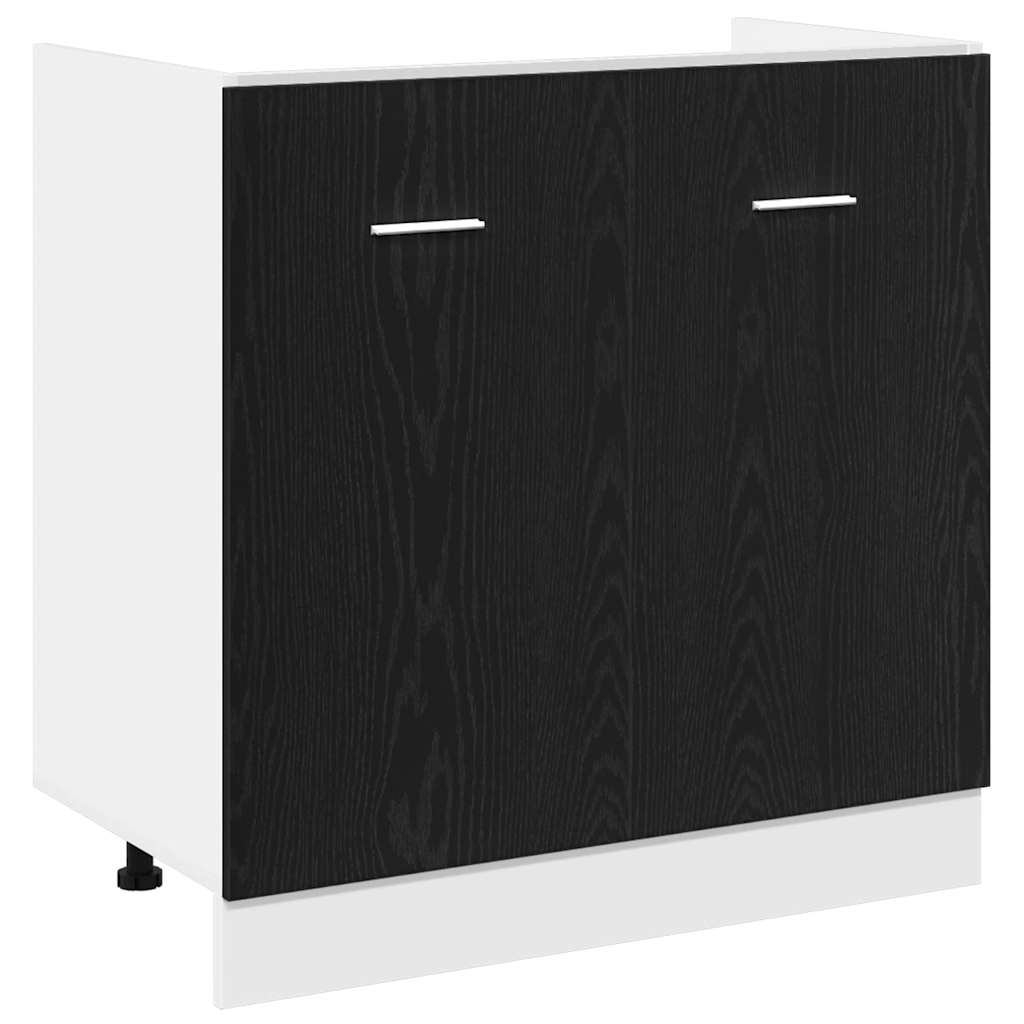 Underskap til oppvaskkum svart eik 80x46x81,5 cm konstruert tre