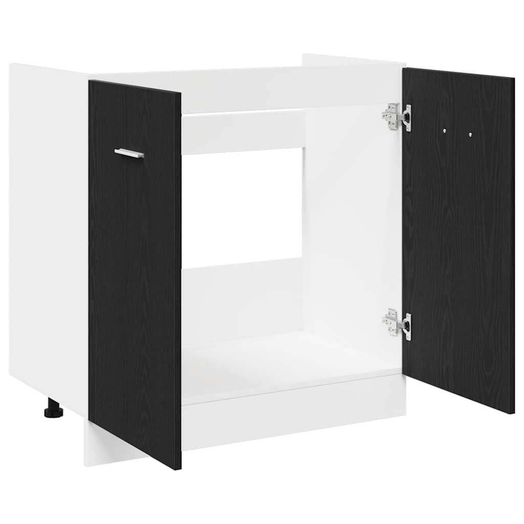 Underskap til oppvaskkum svart eik 80x46x81,5 cm konstruert tre