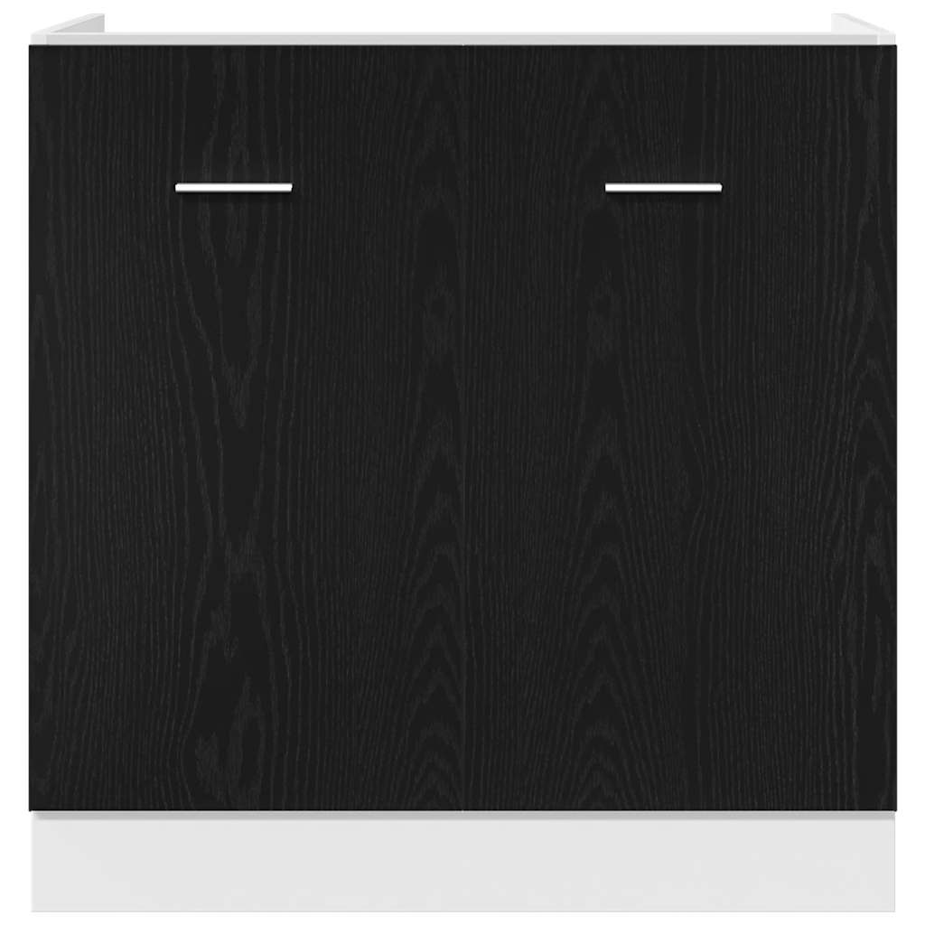 Underskap til oppvaskkum svart eik 80x46x81,5 cm konstruert tre
