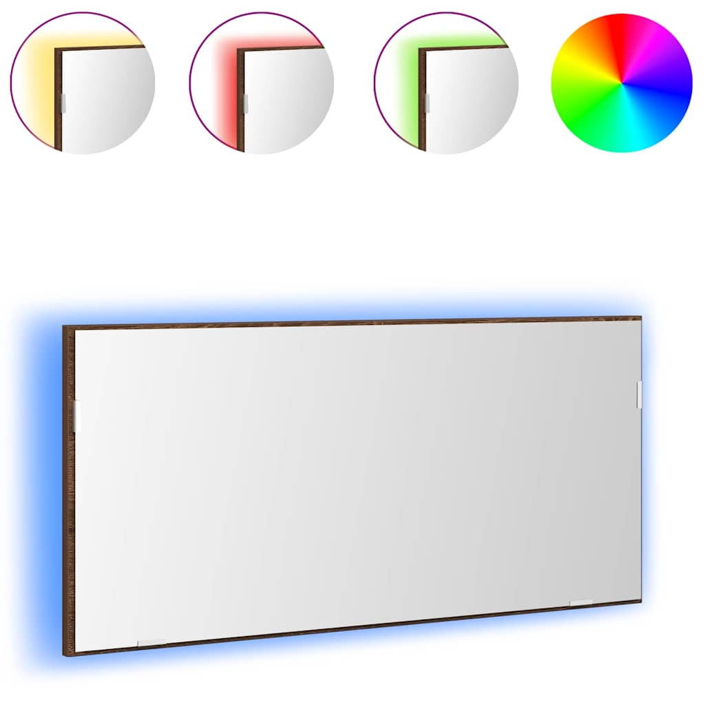 Speil Veggmontert brun eik 80 x 37 cm Glass og konstruert tre