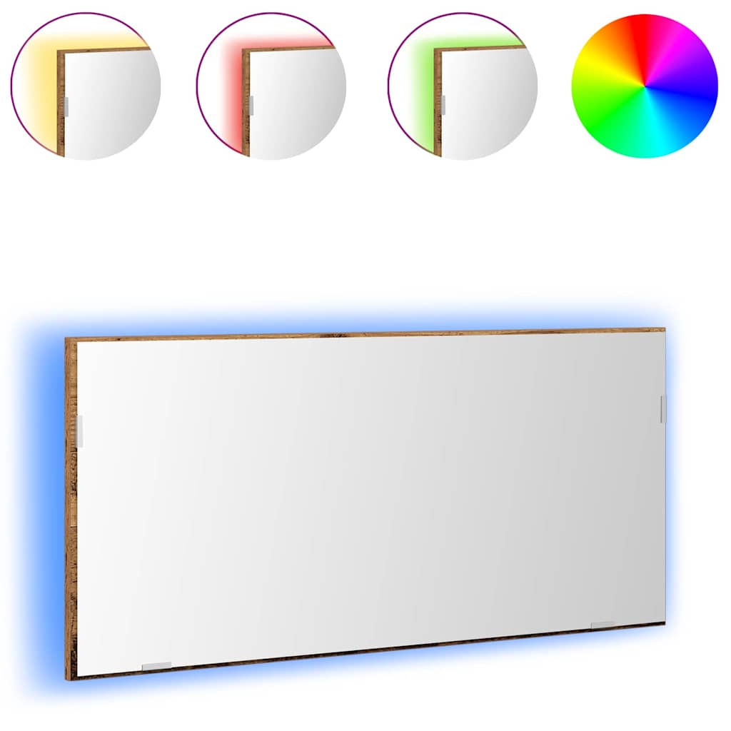 Speil med speil Gammelt tre 80 x 37 cm Glass og konstruert tre