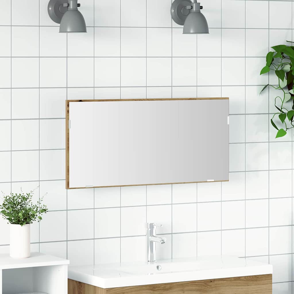 Speil med speil artisan eik 80 x 37 cm Glass og konstruert tre