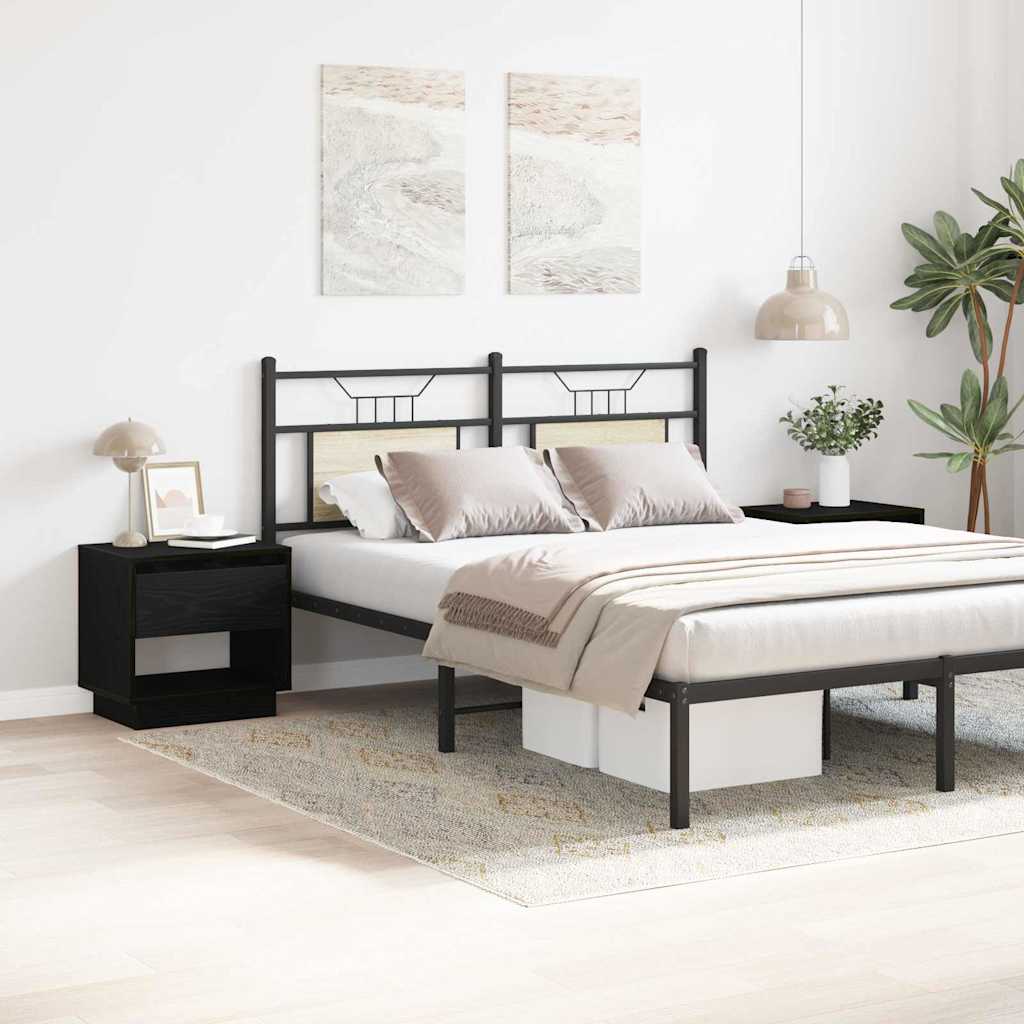 Nattbord 2 pcs Svart Eik 45 x 34 x 44 cm Konstruert tre